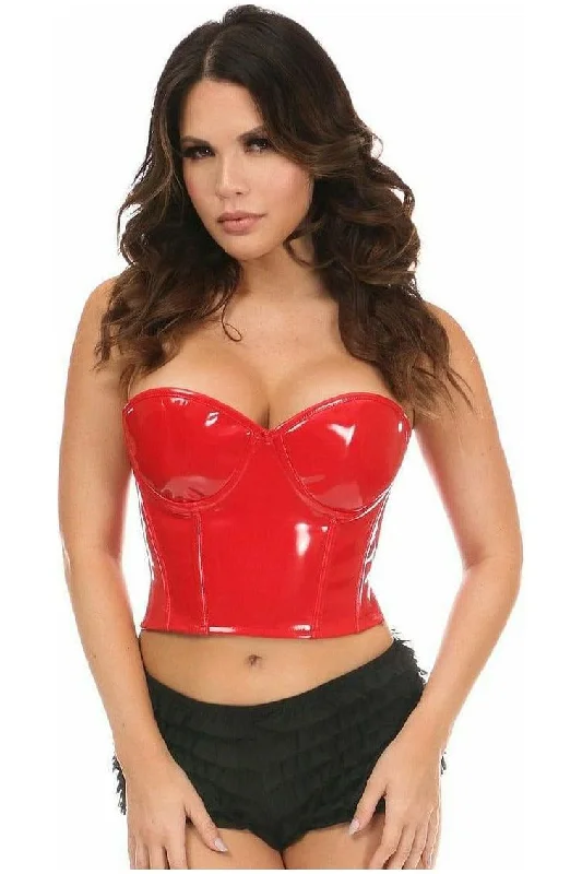 Premium anal air rings-Lavish Red Patent PVC Underwire Bustier