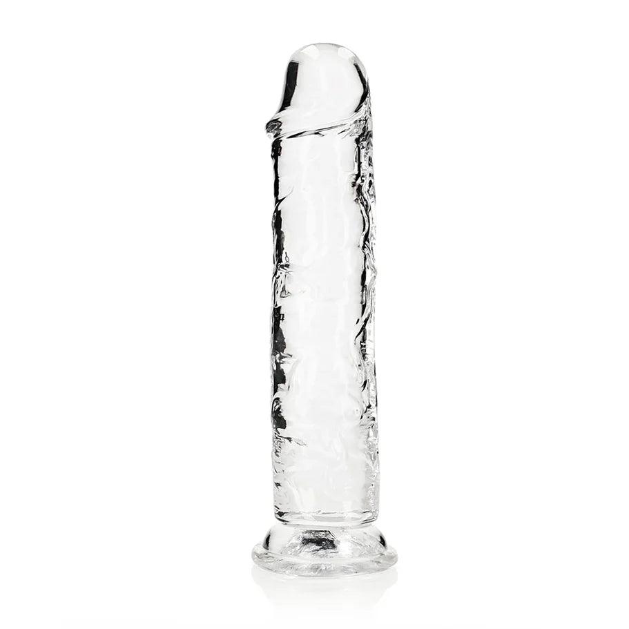 shimmer-dildo-RealRock Crystal Clear Straight 10 in. Dildo Without Balls