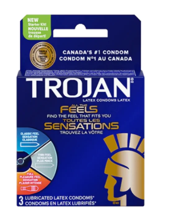 Silent air pulse anal toys-Trojan ''All The Feels'' Lubricated Latex Condoms 3-Pack