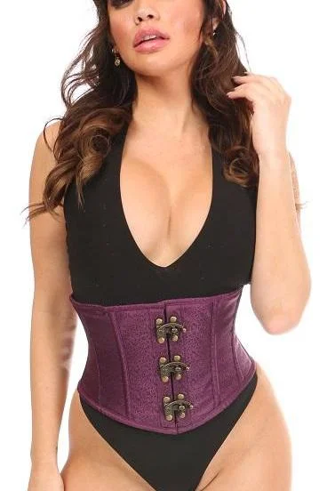 Silent pulse wave toys-Top Drawer Plum Brocade Steel Boned Mini Cincher w/Clasps