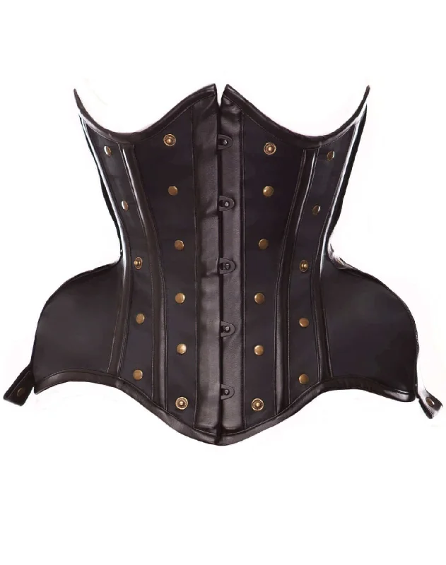 Corset top with gathered trim-Curvella Full Hips Corset With Brass Details