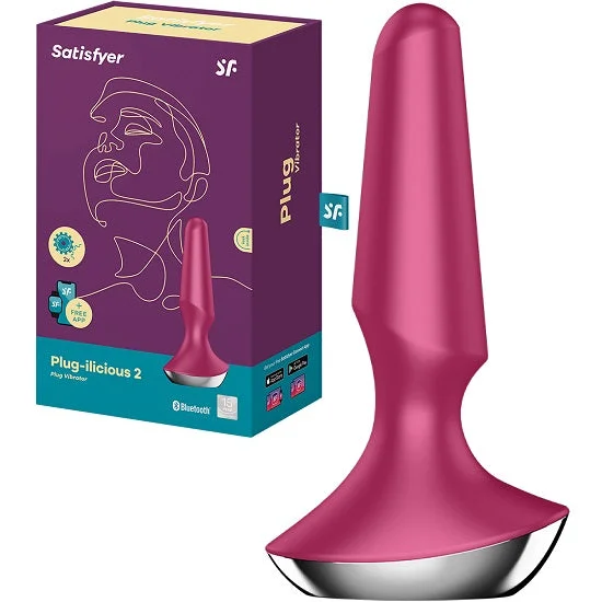 Vibrator dime buy-Satisfyer Plug-ilicious 2 App Controlled Vibrating Butt Plug Vibrator Berry Pink