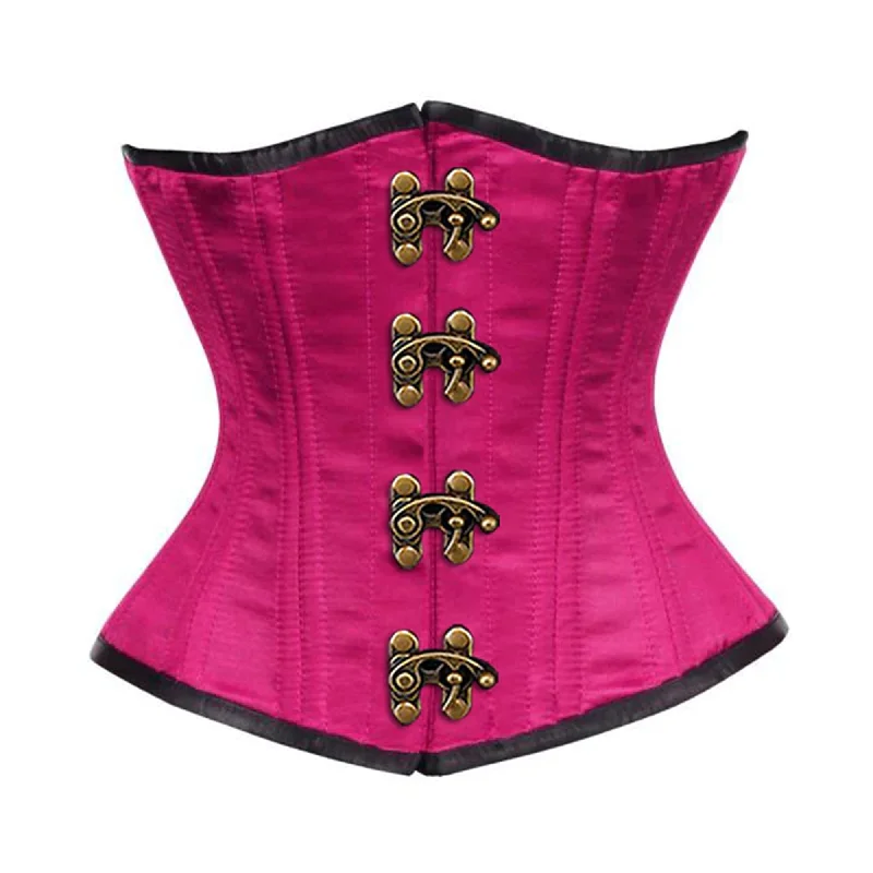 Corset for refined style-Royal Pink Satin Double Bone Front Antique Clasps Gothic Underbust Bustier Corset