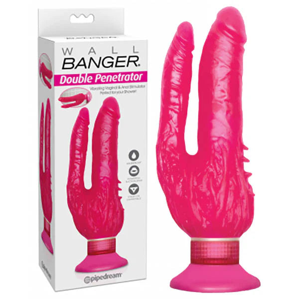 Vibrator duo vibe-Pipedream Wall Banger Waterproof Double Penetrator Vibrator with Suction Cup 9 inch Pink