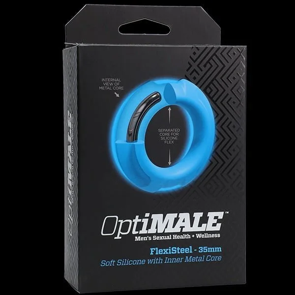 cock ring drip-OptiMALE Silicone Metal Cock Ring 35mm - Blue