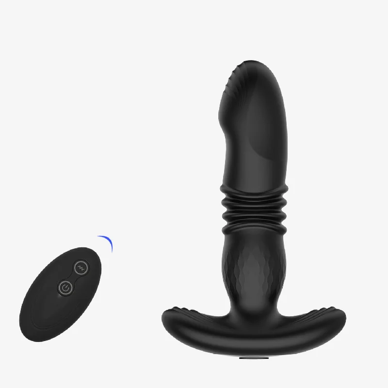 BDSM toy clamp portabilities-Prostate Thrusting Vibration Butt Plug with Remote Control - A1