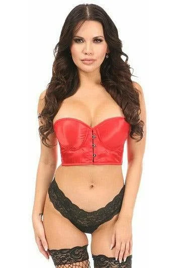 Sex toys for couple delight-Lavish Red Satin Underwire Short Bustier