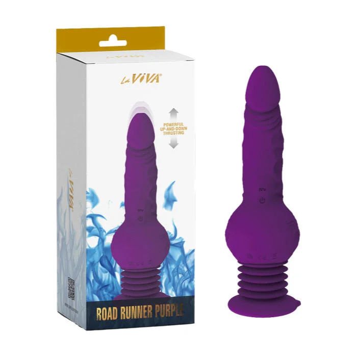 Vibrator app sync-La Viva ROAD RUNNER Thrusting and Rotating Realistic Vibrator with Suction Cup and Wireless Remote Control Purple