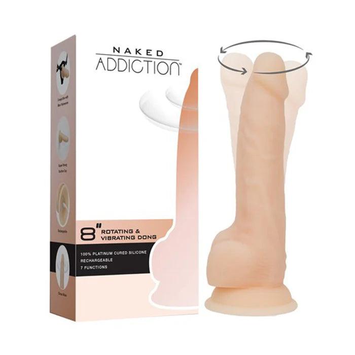 granite-core-dildo-Naked Addiction Silicone Rechargeable Vibrating and Rotating Dildo 8in