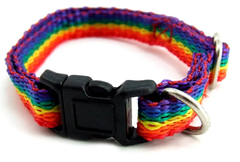 Endurance BDSM toy sets-Rainbow Nylon Pet Collar