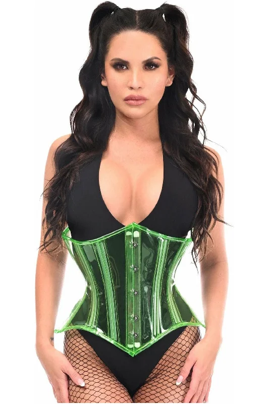 Corset top with asymmetrical back-Lavish Green Clear Curvy Underbust Waist Cincher Corset