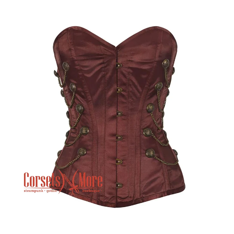 Corset in muted violet-Brown Satin Gothic Waist Training Steampunk Overbust Corset