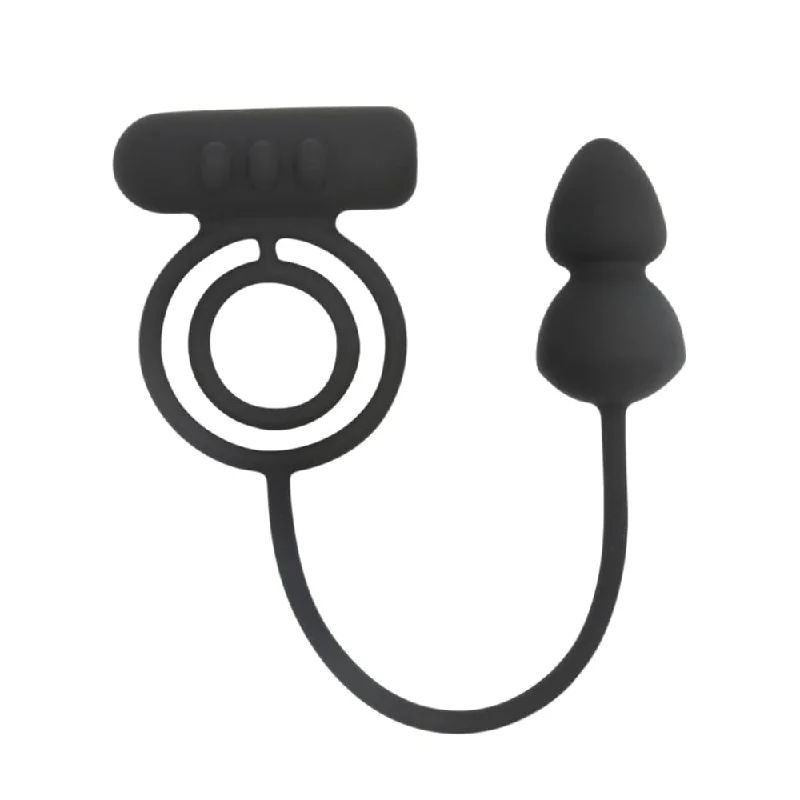 cock ring stir-Dual Vibrating Cock Ring & Butt Plug Combo