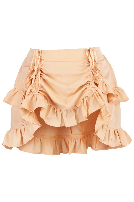 Sex toys with soft motors-Beige Crepe Ruched Bustle Skirt