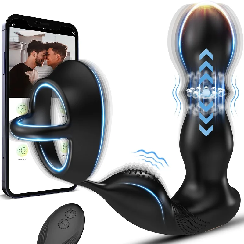 Vibrator pint size-Vibrating & Rolling Anal Plug Vibrator with Cock Ring 4.2 Inch