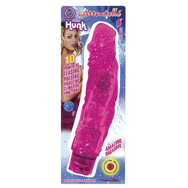 Sex toys for erotic teams-Glitter Gelle Hunk 8in. Multispeed Waterproof Vibe (Pink)