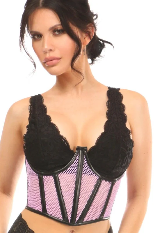 Vibrating toys with ridges-Fishnet Underwire Open Cup Waist Cincher