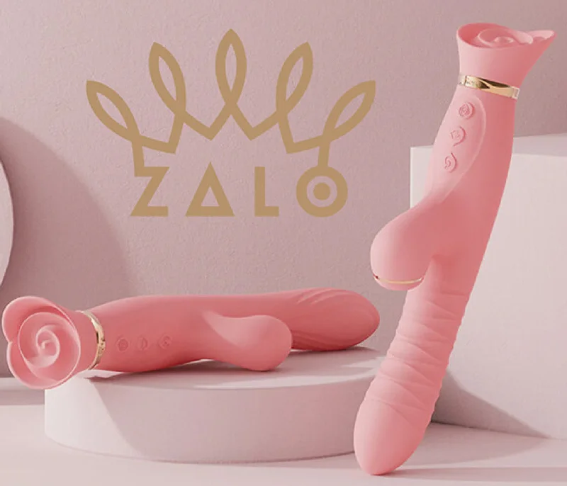 Vibrator hand crafted-Zalo ROSE RABBIT THRUSTER Strawberry Pink Rotating Vibrator