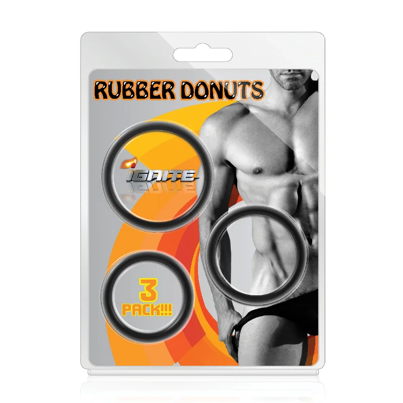 cock ring heat up-Si-95052 COCK RINGS - RUBBER DONUTS 3 PACK (2, 1.75, 1.5 in/51, 44, 38 mm)