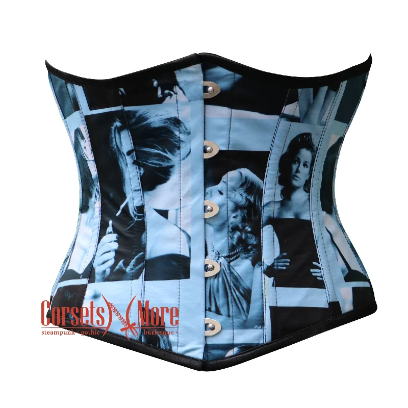 Corset top in soft mauve-Sexy Smoky Girl Printed Satin Underbust Corset