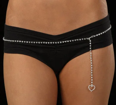 Premium G-spot beads-Rhinestone Heart Belly Chain