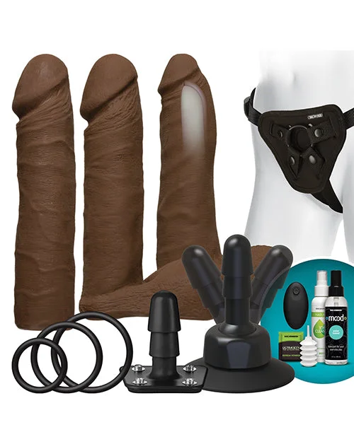 Silent G-spot wave rings-Vac-U-Lock Vibrating Dual Density ULTRASKYN Set w/Wireless Remote - Chocolate