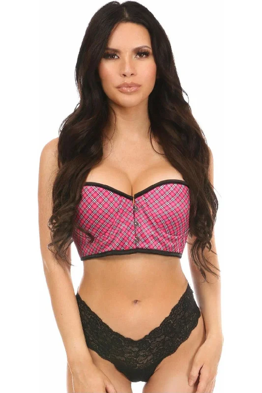 Sex toys for couple playtime-Lavish Pink Plaid Underwire Short Bustier