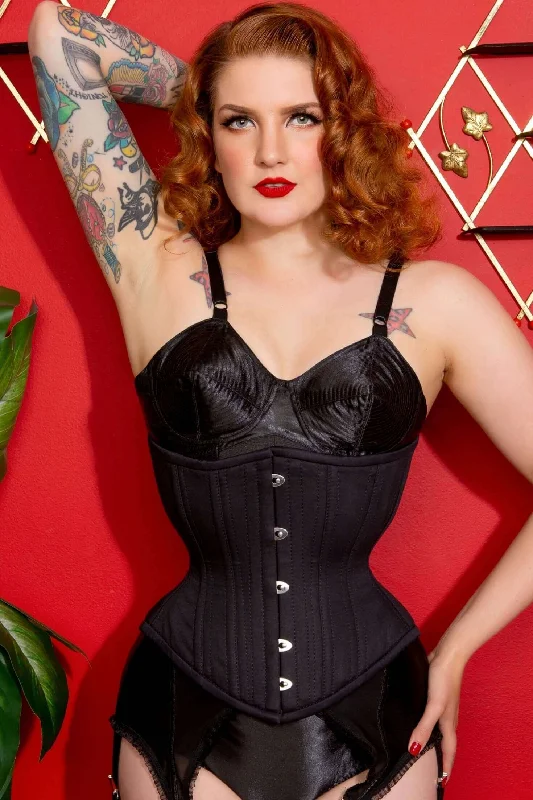 Corset top with gathered back-Artemis Corset Designed by Lucy's Corsetry Hourglass Silhouette in Black