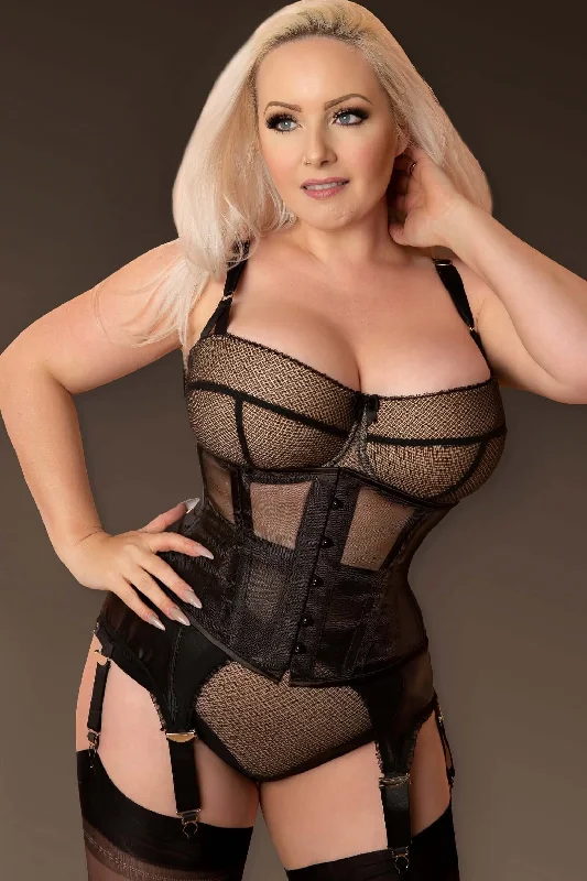 Corset with lace-up shoulders-Plus Size Mimi Mesh Waist Training Waspie Corset