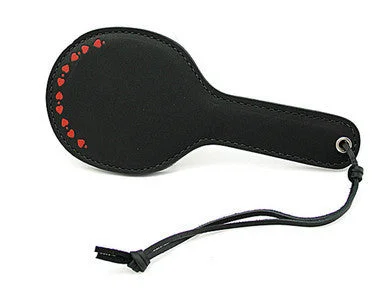 BDSM toy cuff performances-Small Pocket Paddle with Heart Inlay Black