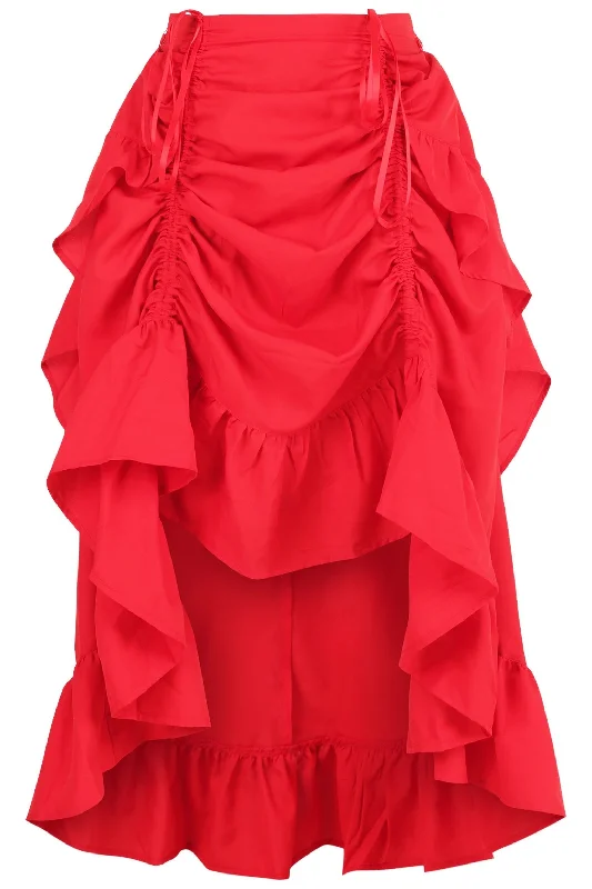 Premium G-spot pulse rings-Red Crepe Adjustable High Low Skirt