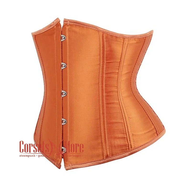 Corset for elegant flair-Orange Satin Gothic Burlesque Underbust Bustier Corset