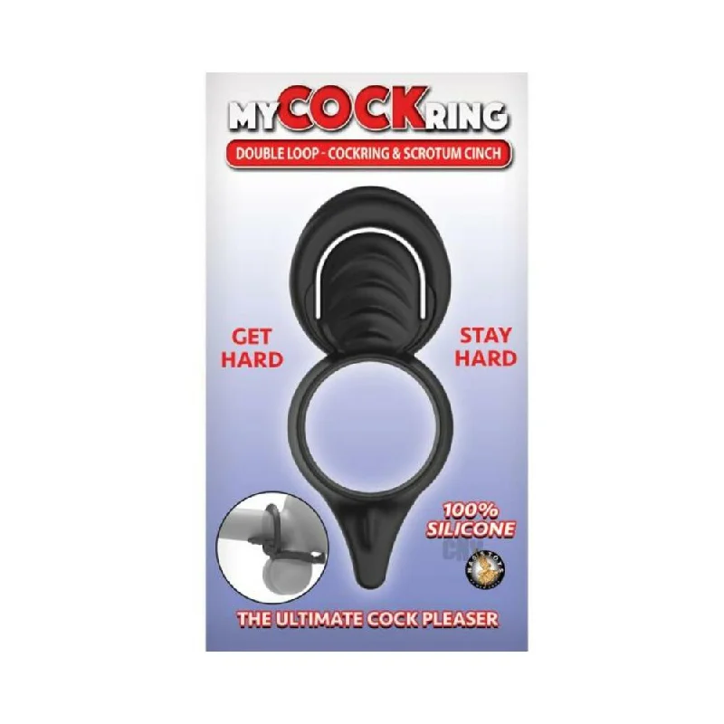 cock ring brush-My Cockring Double Loop Cockring & Scrotum Cinch Black