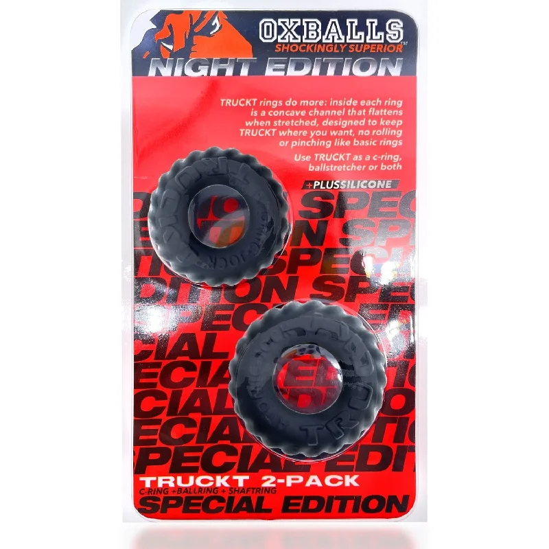 cock ring third-Oxballs Truckt 2pk Cockrings Special Edition - Night Black