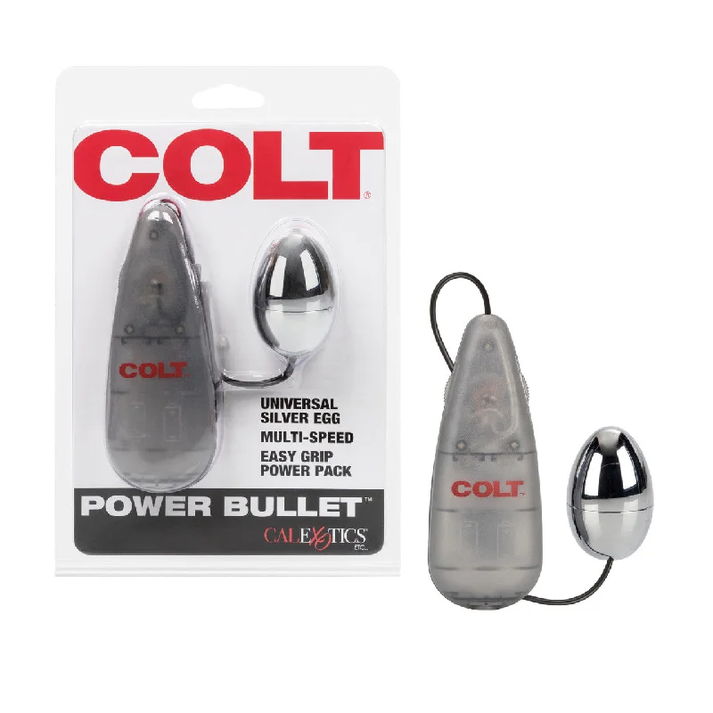 Vibrator for quiet nights-Colt POWER BULLET Silver Egg Bullet Vibrator with Remote Control