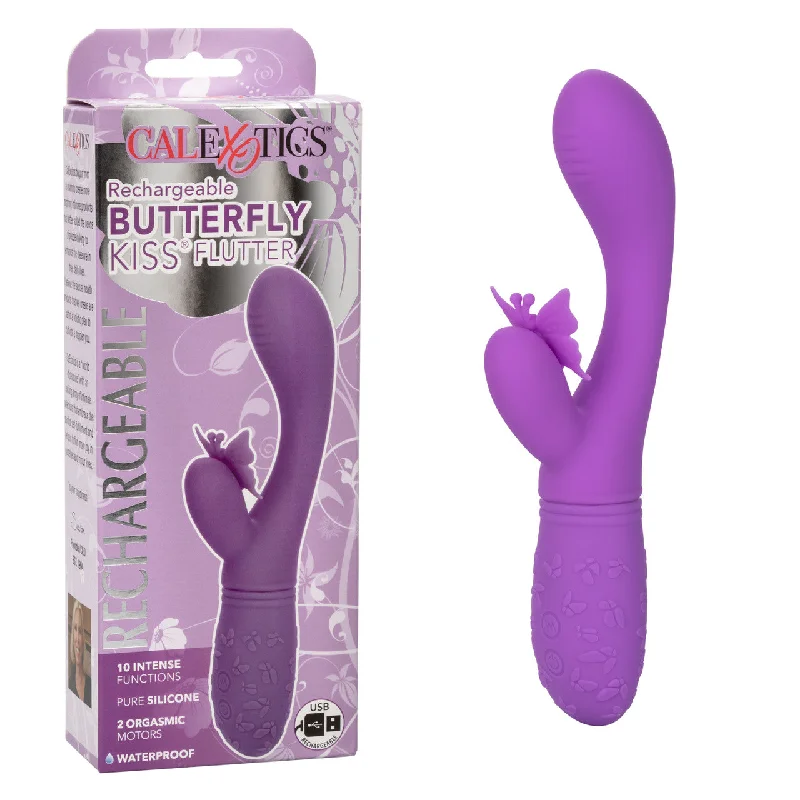 Vibrator peak quality-CaleXOtics BUTTERFLY KISS FLUTTER G-Spot Vibrator with Clitoral Fluttering Wings Purple