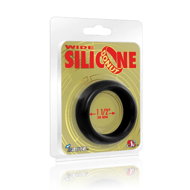 cock ring turn-Si-95131 COCK RING - WIDE SILICONE DONUT - BLACK (1.5 in/38mm)