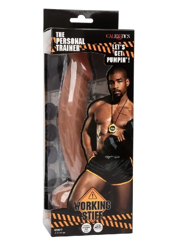 combo-tip-dildo-CalExotics Working Stiff The Personal Trainer Realistic Posable Dildo with Suction Cup