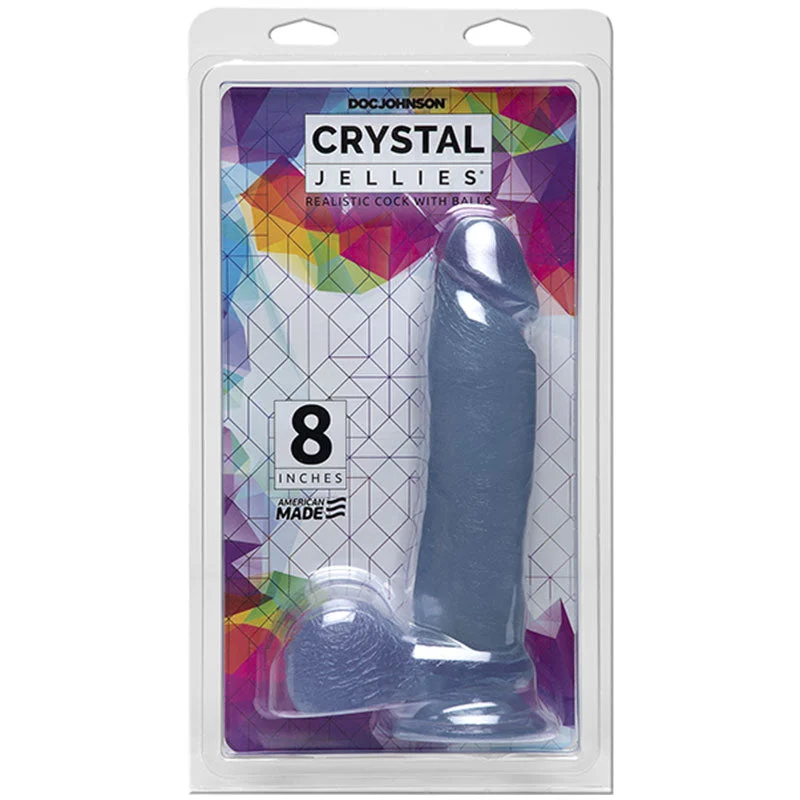 copper-tone-dildo-Crystal Jellies Ballsy Cock 8.75 inches Clear Dildo