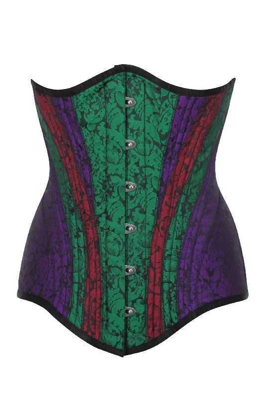 Corset with leaf embroidery-Cascario Longline Underbust Corset