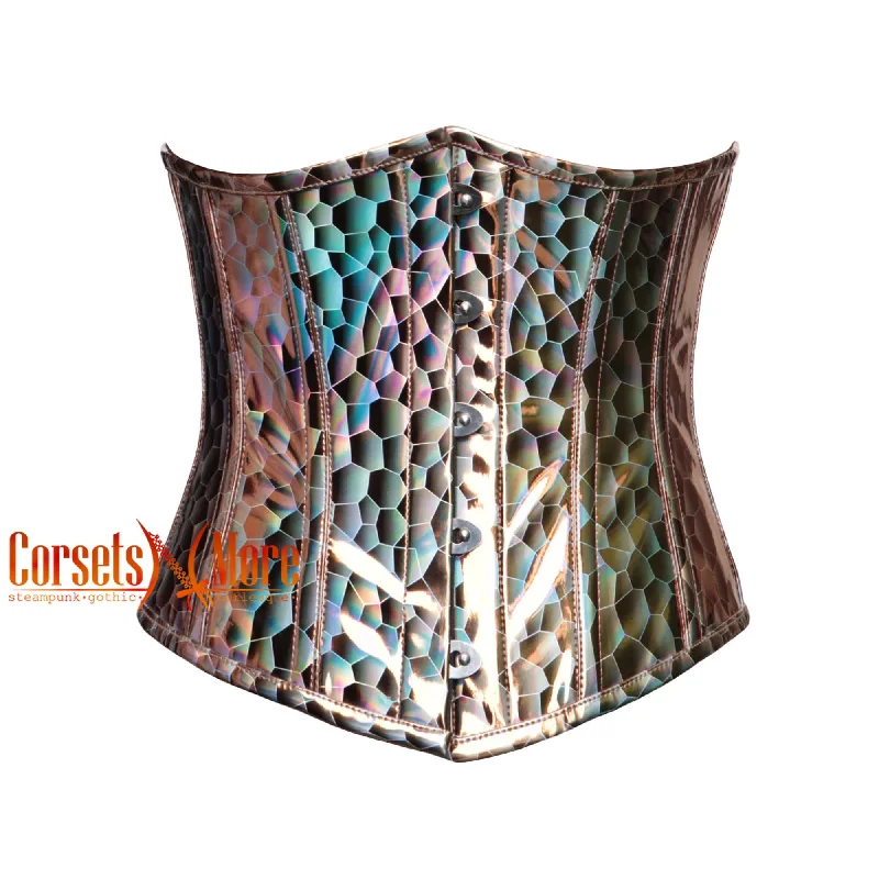 Corset dress in rich cerulean-Ophelia Ironhart Brown Honeycomb Leather Corset Plus Size Underbust Corset Top