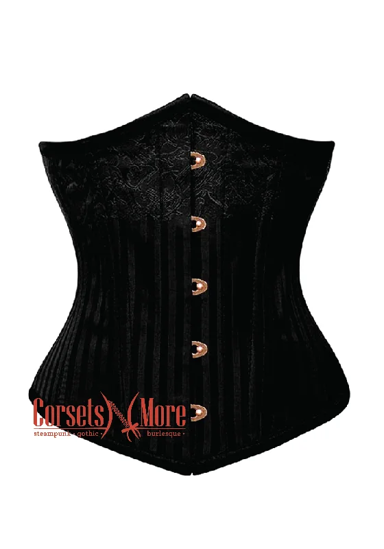 Corset for subtle shaping-Black Brocade With Antique Clasp Gothic Burlesque Underbust Corset