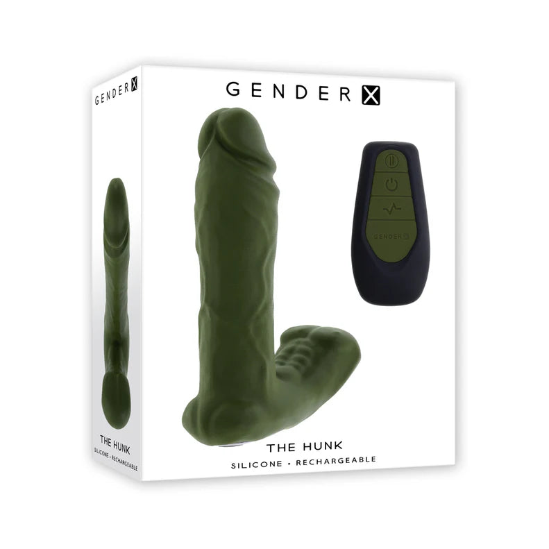 wallet-dildo-Gender X The Hunk Rechargeable Silicone Vibrating Dildo with Remote Control