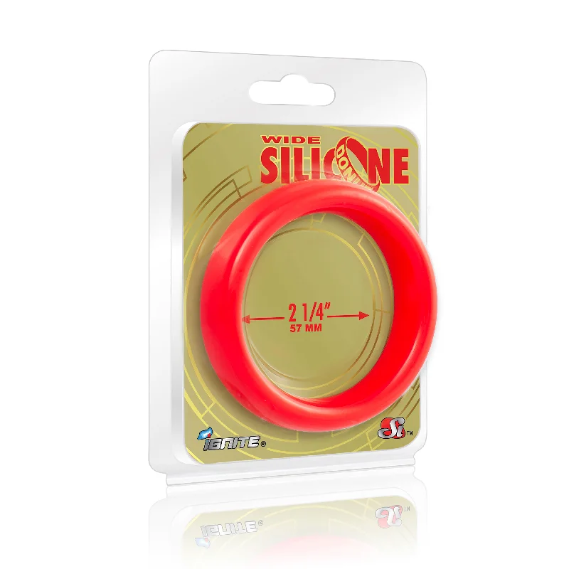 cock ring stretch-Si-95137 COCK RING - WIDE SILICONE DONUT - RED (2.25 in/57mm)