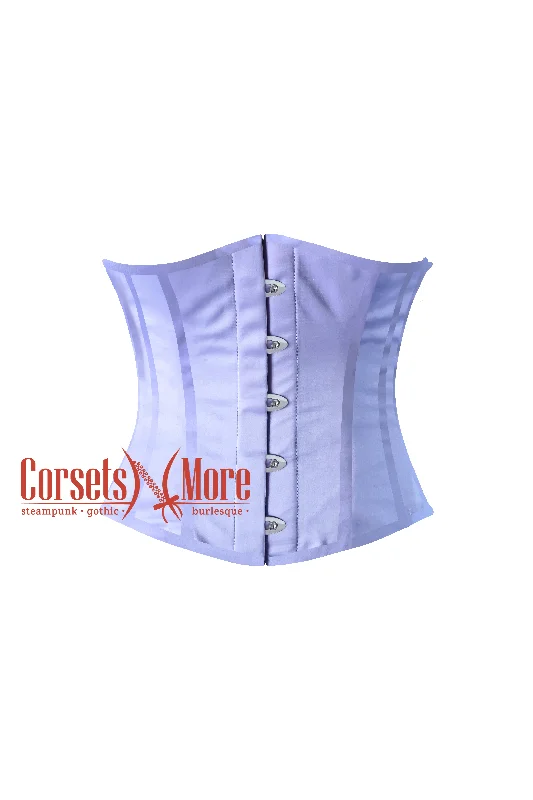 Corset with lace ribbon-Ophelia Rosethorne Lavender Satin Christmas Plus Size Underbust Corset Top