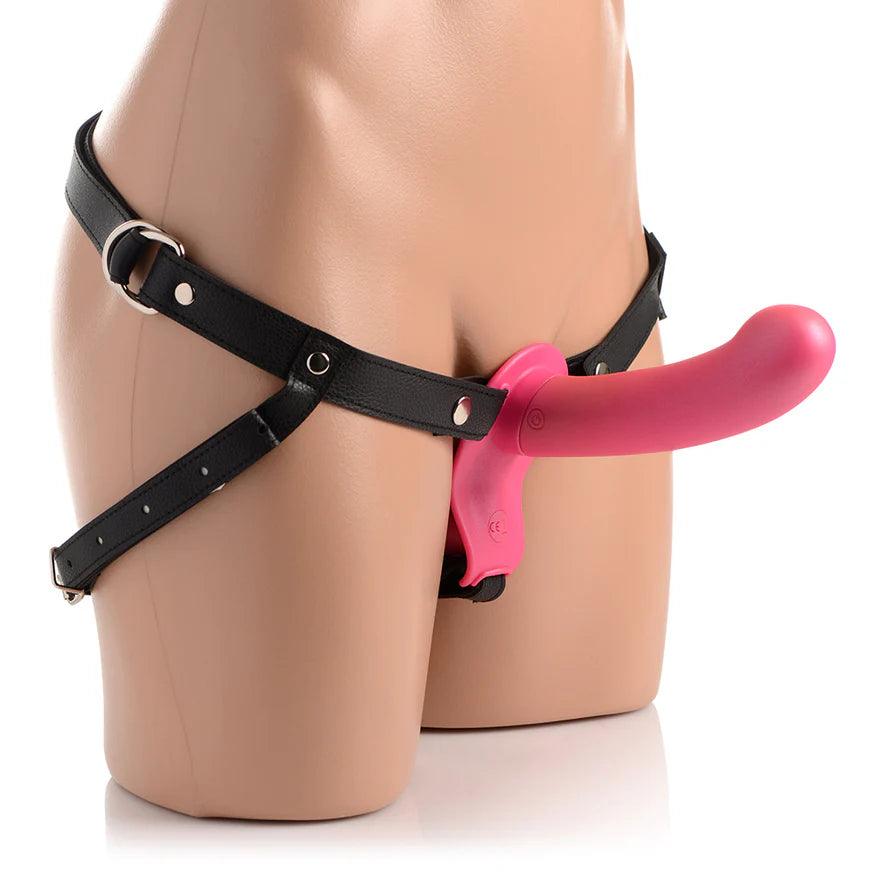 veil-dildo-Strap U 28X Double Diva 1.5 in. Double Dildo with Harness & Remote