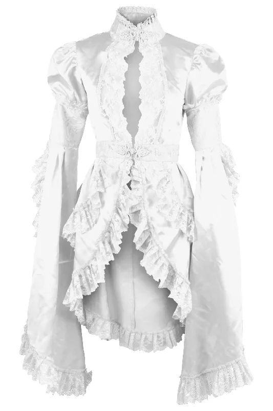 Rechargeable wave pulse vibes-White Satin & Lace Ruffled Jacket