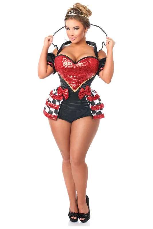 Corset for smooth curves-Top Drawer 6 PC Royal Red Queen Corset Costume