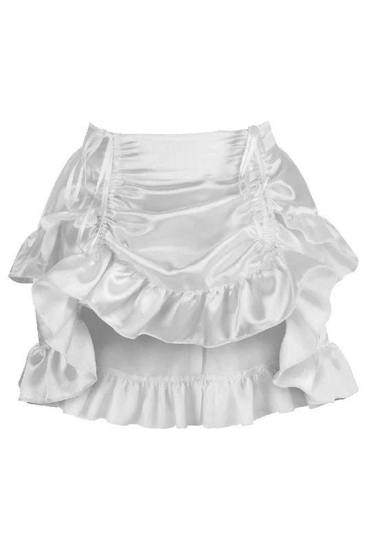 Sex toys with soft motors-White Satin Ruched Bustle Skirt