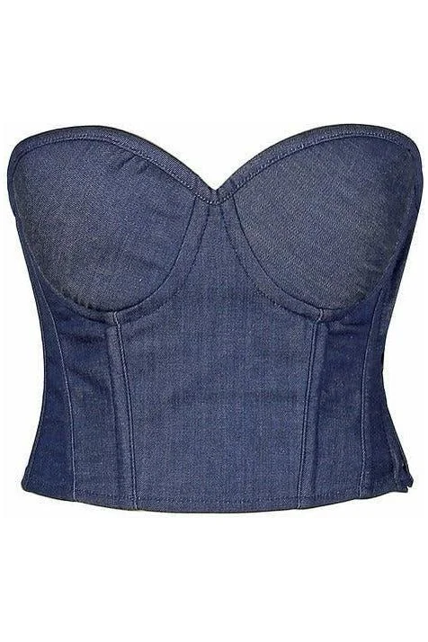 Rechargeable clit wave beads-Lavish Blue Denim Underwire Bustier